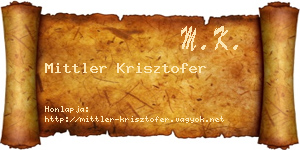 Mittler Krisztofer névjegykártya